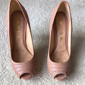 L.A.M.B Leather Peep Toe Heel